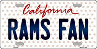 Los Angeles Rams NFL Fan California State Background Novelty Metal License Plate