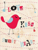 Love Kiss Red Bird Metal Novelty Parking Sign