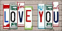 Love You License Plate Art Wood Pattern Metal Novelty License Plate