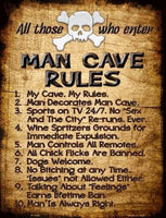 Man Cave Rules Metal Novelty Parking Sign
