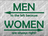 Men Left Women Right Metal Novelty Parking Sign