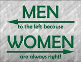 Men Left Women Right Metal Novelty Parking Sign