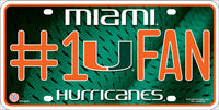Miami Hurricanes #1 Fan Deluxe Metal Novelty License Plate
