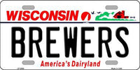 Milwaukee Brewers Wisconsin State Background Novelty Metal License Plate