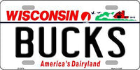 Milwaukee Bucks Wisconsin Novelty State Background Metal License Plate