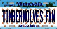 Minnesota Timberwolves NBA Fan Minnesota Novelty State Background Metal License Plate