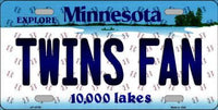 Minnesota Twins MLB Fan Minnesota State Background Novelty Metal License Plate