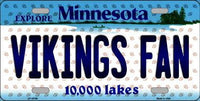 Minnesota Vikings NFL Fan Minnesota State Background Novelty Metal License Plate