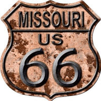 Missouri Route 66 Rusty Metal Novelty Highway Shield
