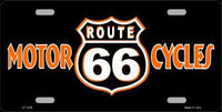 Route 66 Motorcycles Novelty Metal License Plate