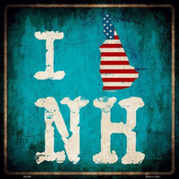I Love New Hampshire Novelty Metal State Square Sign