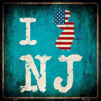 I Love New Jersey Novelty Metal State Square Sign