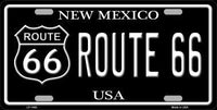 Route 66 New Mexico Black and White Metal Novelty License Plate