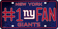 New York Giants #1 Fan Novelty Metal License Plate