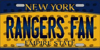 New York Rangers NHL Fan New York State Background Metal License Plate