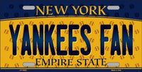 New York Yankees MLB Fan New York State Background Novelty Metal License Plate