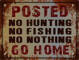 No Hunting No Fishing Metal Novelty Parking Sign