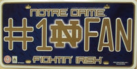 Notre Dame #1 Fan Metal Novelty License Plate