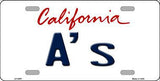 Oakland A's California State Background Novelty Metal License Plate