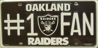 Oakland Raiders #1 Fan Novelty Metal License Plate