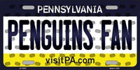 Pittsburgh Penguins NHL Fan Pennsylvania Novelty State Background Metal License Plate