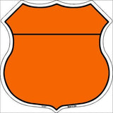 Orange Black Plain Highway Shield Metal Sign