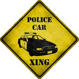 Police Car Xing Novelty Metal Crossing Sign