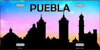 Puebla City Silhouette Metal Novelty License Plate