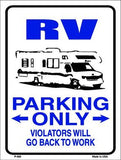 RV Parking Only Metal Novelty Parking Sign