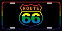 Route 66 Rainbow Metal Novelty License Plate