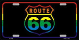 Route 66 Rainbow Metal Novelty License Plate