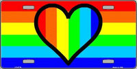Rainbow Heart Pride Metal Novelty License Plate