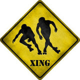 Rollerskaters Xing Novelty Metal Crossing Sign