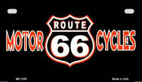 Route 66 Motorcycles Metal Novelty Motorcycle License Plate