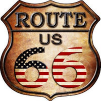 Route 66 American Flag Metal Novelty Highway Shield