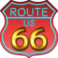 Route 66 Neon Metal Novelty Highway Shield