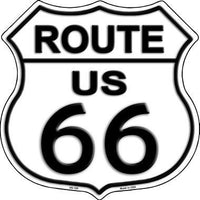 Route 66 Plain Black and White Highway Shield Metal Sign