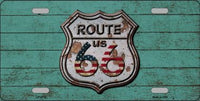 Route 66 Rusty On Wood Metal Novelty License Plate