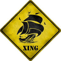 Sailboat Xing Novelty Metal Crossing Sign