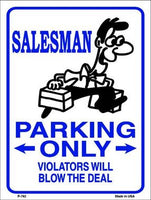 Salesman Parking Only Metal Novelty Parking Sign