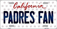 San Diego Padres MLB Fan California State Background Novelty Metal License Plate