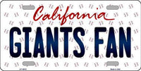 San Francisco Giants MLB Fan California State Background Novelty Metal License Plate