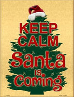 Santa Is Coming Metal Novelty Seasonal Parking Sign