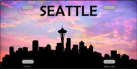 Seattle City Silhouette Metal Novelty License Plate