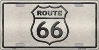 Route 66 Shield White Novelty Metal License Plate