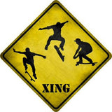 Skateboarder Xing Novelty Metal Crossing Sign