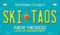 Ski Taos New Mexico Teal Metal Novelty Motorcycle License Plate