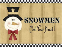 Snowmen Melt Your Heart Metal Novelty Seasonal Parking Sign