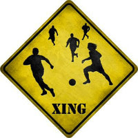 Soccer Xing Novelty Metal Crossing Sign