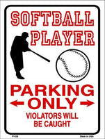 Softball Player Parking Only Metal Novelty Parking Sign